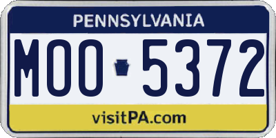 PA license plate MOO5372