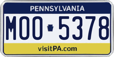 PA license plate MOO5378
