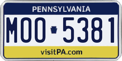 PA license plate MOO5381
