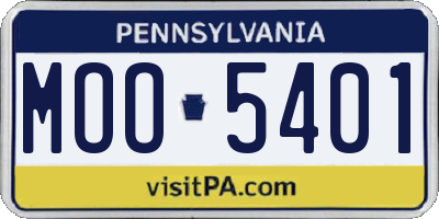 PA license plate MOO5401