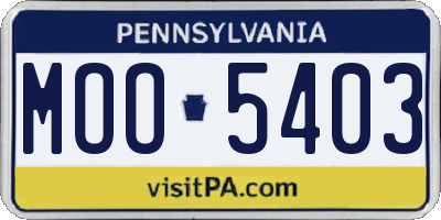 PA license plate MOO5403