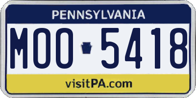 PA license plate MOO5418