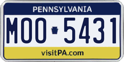 PA license plate MOO5431