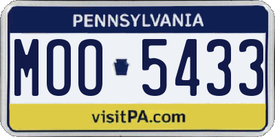 PA license plate MOO5433
