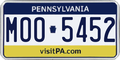 PA license plate MOO5452