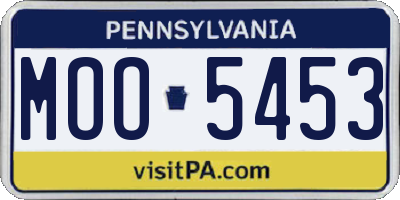 PA license plate MOO5453