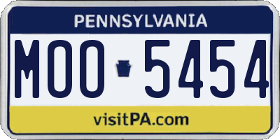 PA license plate MOO5454