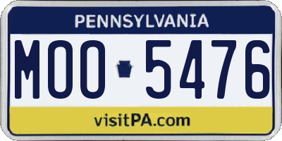 PA license plate MOO5476