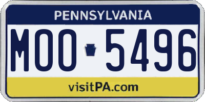 PA license plate MOO5496