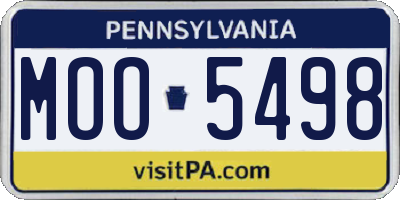 PA license plate MOO5498