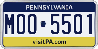 PA license plate MOO5501