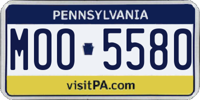 PA license plate MOO5580