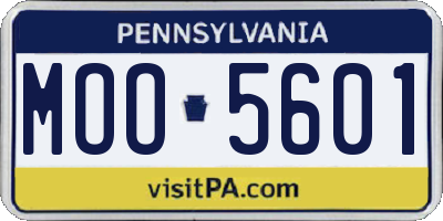 PA license plate MOO5601