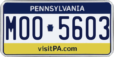 PA license plate MOO5603