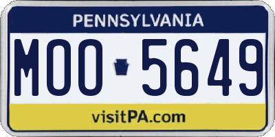 PA license plate MOO5649