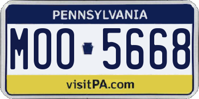 PA license plate MOO5668