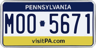 PA license plate MOO5671