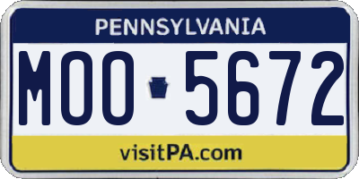 PA license plate MOO5672