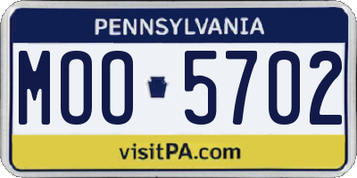 PA license plate MOO5702
