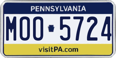 PA license plate MOO5724