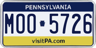 PA license plate MOO5726
