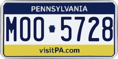 PA license plate MOO5728