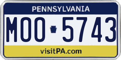PA license plate MOO5743