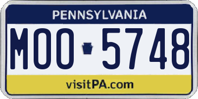 PA license plate MOO5748