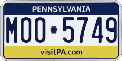 PA license plate MOO5749