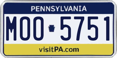 PA license plate MOO5751
