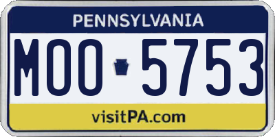 PA license plate MOO5753