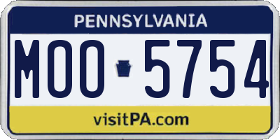 PA license plate MOO5754