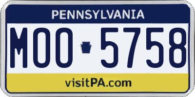 PA license plate MOO5758