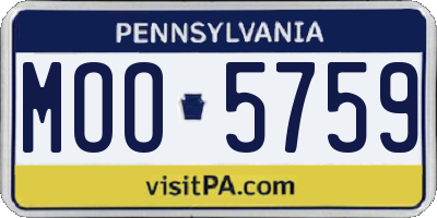 PA license plate MOO5759