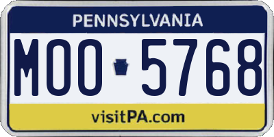 PA license plate MOO5768