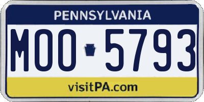 PA license plate MOO5793