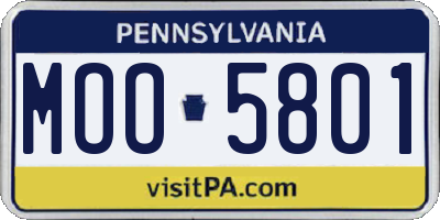 PA license plate MOO5801