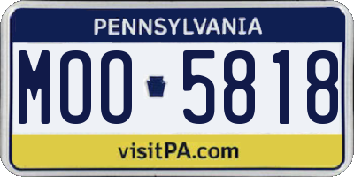 PA license plate MOO5818
