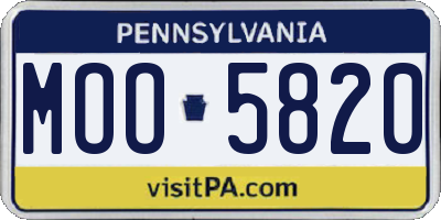 PA license plate MOO5820