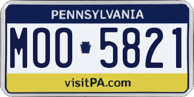 PA license plate MOO5821
