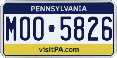 PA license plate MOO5826