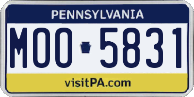 PA license plate MOO5831