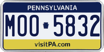 PA license plate MOO5832