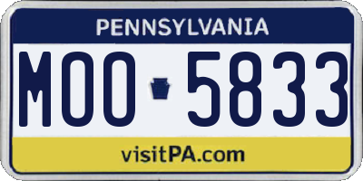 PA license plate MOO5833