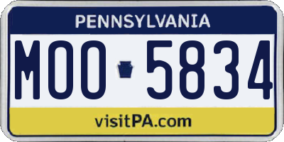 PA license plate MOO5834