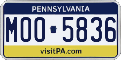 PA license plate MOO5836