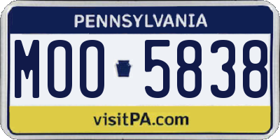 PA license plate MOO5838