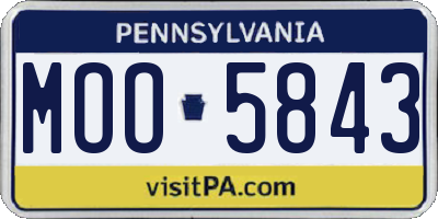 PA license plate MOO5843