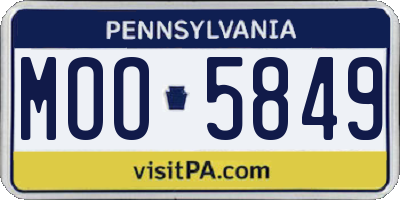 PA license plate MOO5849
