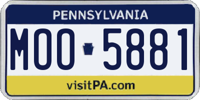PA license plate MOO5881